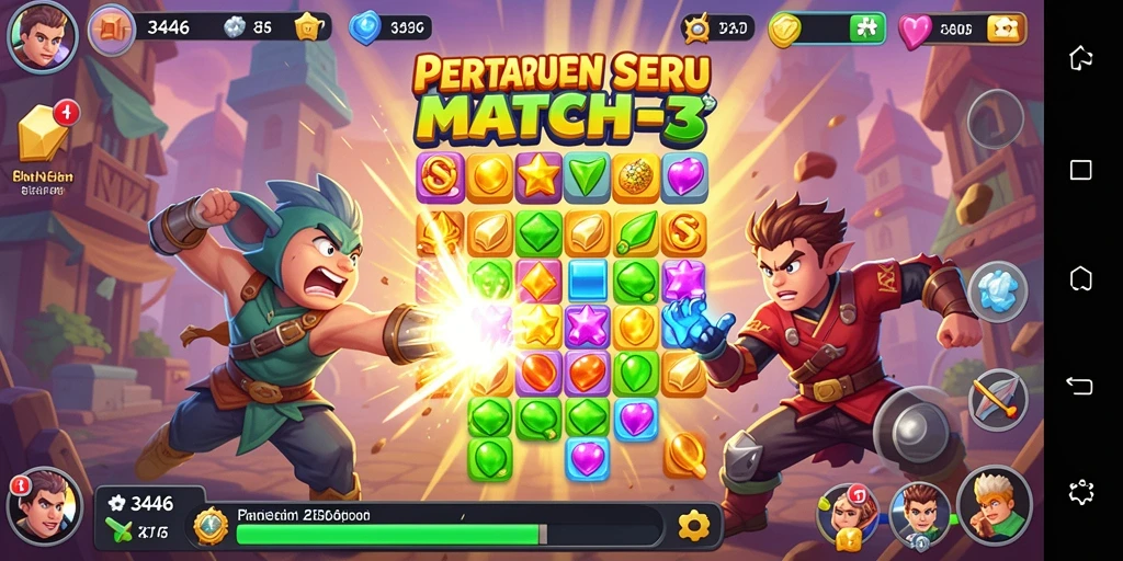 Tampak seru dalam suasana permainan Match-3 yang mengasyikkan.
