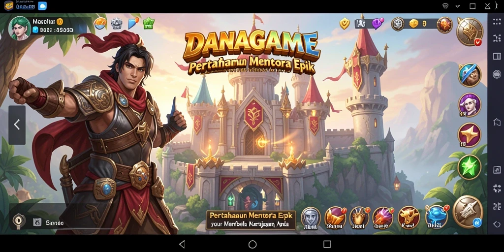 Screenshot gameplay Tower Defense dengan menara dan musuh beraksi.