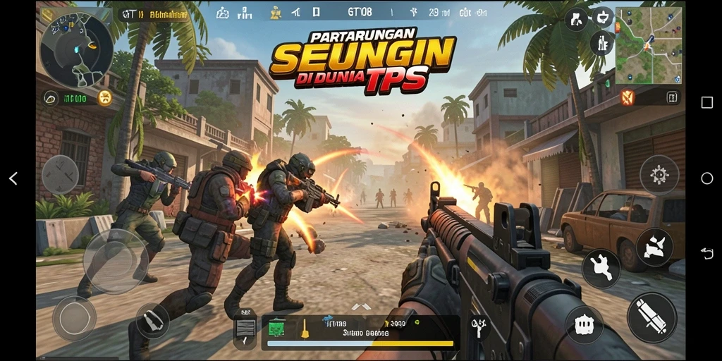 Gameplay GT108 menampilkan aksi seru dan strategi dalam pertempuran TPS.