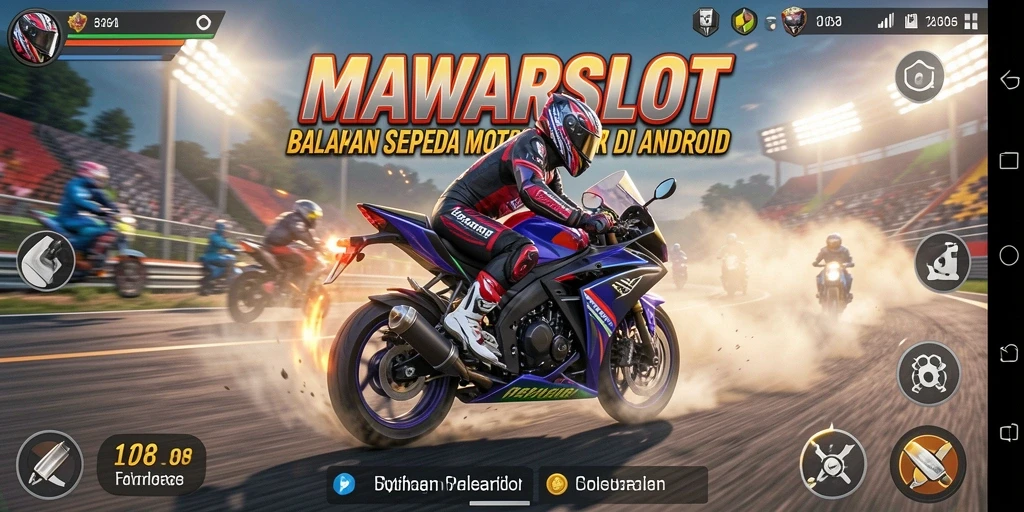 Tampilan menarik gameplay MAWARSLOT saat balapan motor.