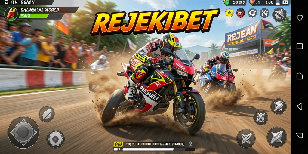 Tangkapan layar REJEKIBET menampilkan aksi balapan yang mendebarkan.