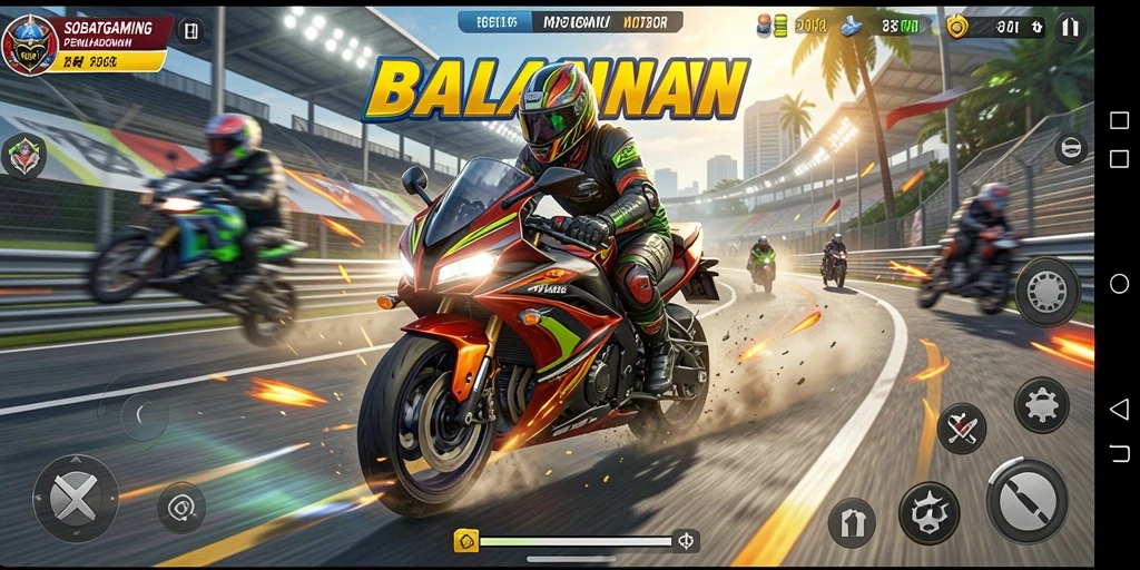 Gameplay balapan motor yang seru dan menantang