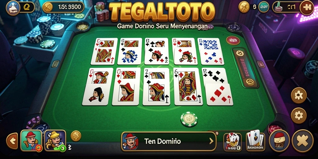 Screenshot menunjukkan gameplay seru TEGALTOTO dengan pemain sedang bermain Domino.