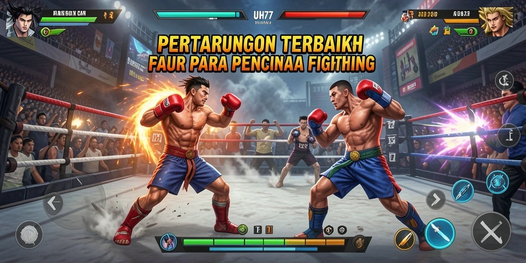 Tampilan gameplay UH77 dengan pertarungan yang seru dan intens.